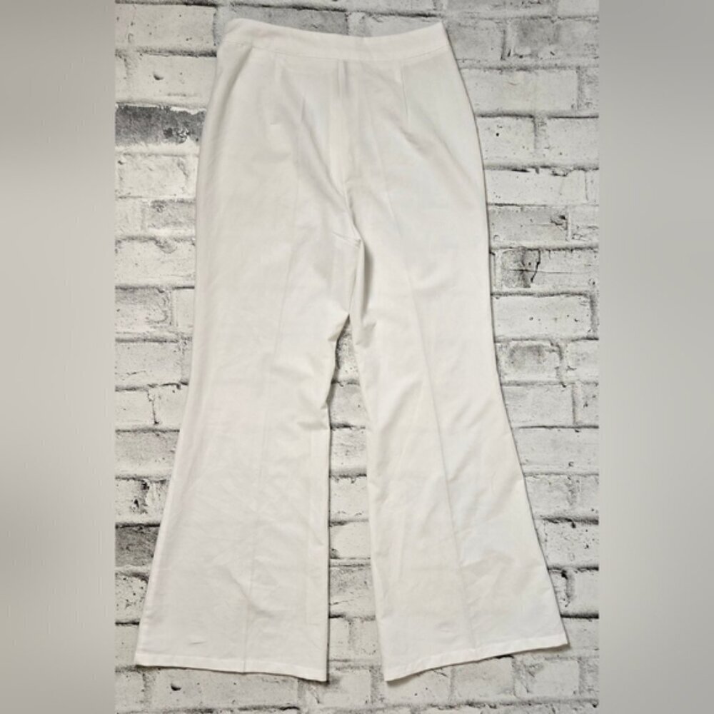 High Waisted White Flare Pants Womens Small Wide Leg Dress Trousers - Picture 3 of 9